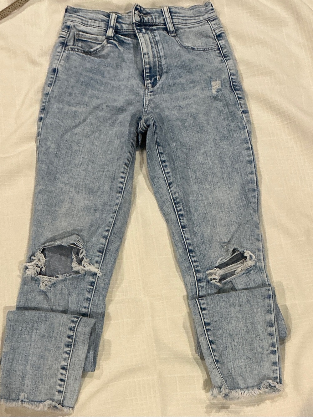 Garage Light Blue Distressed Cropped Jeans